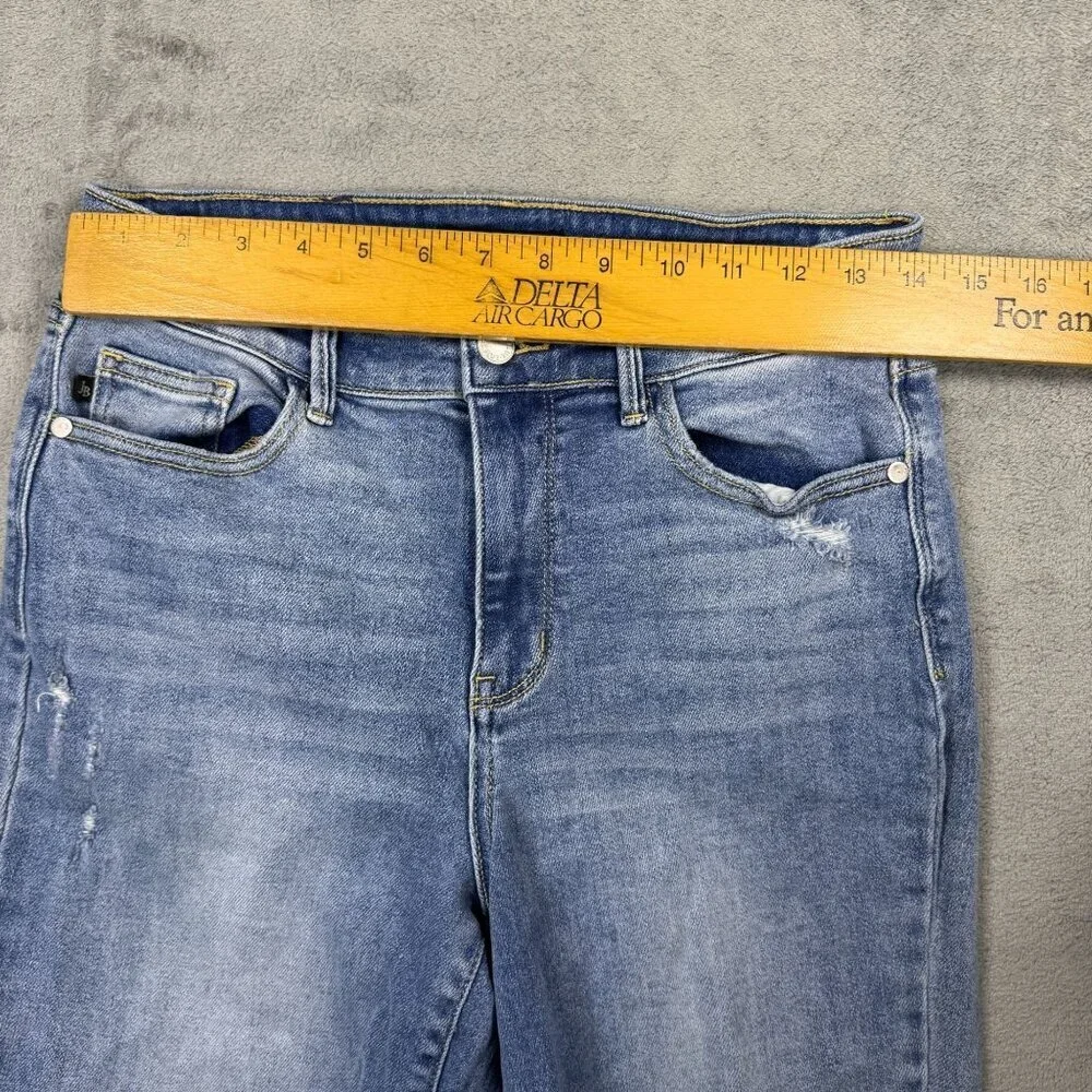 Judy Blue Slim Fit Jeans High Rise Distressed Light Wash Womens 5 Denim Stretch